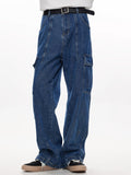 Riolio Men'S Workwear Jeans Hip-hop Street Dance Party Denim Jogging Pants Street Wide Leg Workwear Pants Straight Tube Loose Slimming Trend Retro Casual Denim Pants