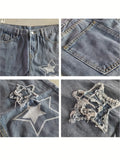 Riolio [Y2K Printed Vintage Baggy Jeans] Vintage Men's Korean Denim Pants Y2K Cltohes Streetwear Printed Patchwork Male Baggy Jeans Straight Trousers