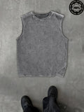 Riolio Single-sided Printing, 100% Retro Washed Pure Cotton Round Neck Vest, Men'S Sleeveless Vest Retro Washed For All Seasons - Must-have Gift - High-quality Material 230g