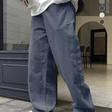 Riolio [100% Polyester Breathable Pants] Men'S Casual Corduroy Pants, Solid Color Fashionable Comfortable Breathable Waistband Straight-Leg Trousers, Streetwear Outdoor Activity Essential, 100% Polyester Non-Stretch Fabric, A