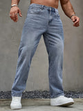 Riolio [Cotton Blend Street Style Jeans] Solid Washed Blue Cotton Blend Men's Classic Street Style Denim Jeans - All-Season Comfort Fit with Slant Pockets - Everyday Jeans