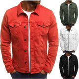 Riolio drip outfit men Hot Push Denim Coat Casual Solid Color Jacket Cardigan Button Tooling Coat Men