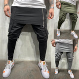 picture day outfit New Men's Slim-Fit Personality Casual Two-Layer Sports Trousers Men