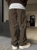 Riolio [100% Polyester Breathable Pants] Men'S Casual Corduroy Pants, Solid Color Fashionable Comfortable Breathable Waistband Straight-Leg Trousers, Streetwear Outdoor Activity Essential, 100% Polyester Non-Stretch Fabric, A