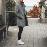 mens clothing styles casual Men's Fashionable Slim-Fit Mid-Length Stand Collar Woolen Trench Coat