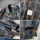 90s fashion men Shirt Men's Hong Kong Style Casual Long-Sleeved Plaid Shirt Trendy Spring and Autumn New