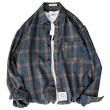 90s fashion men Shirt Men's Hong Kong Style Casual Long-Sleeved Plaid Shirt Trendy Spring and Autumn New