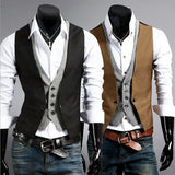 Riolio suit Acting British Slim-Fit Fake Two-Piece Men's Vest Plaid Design Fashion Vest