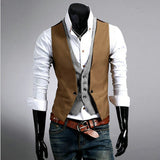 suit Acting British Slim-Fit Fake Two-Piece Men's Vest Plaid Design Fashion Vest