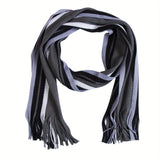 Riolio Men Autumn/Winter Casual Wrap Vertical Stripe Muffler Color Contrast Long Knit Scarf