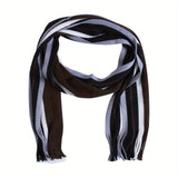 Riolio Men Autumn/Winter Casual Wrap Vertical Stripe Muffler Color Contrast Long Knit Scarf