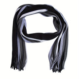 Riolio Men Autumn/Winter Casual Wrap Vertical Stripe Muffler Color Contrast Long Knit Scarf