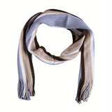 Riolio Men Autumn/Winter Casual Wrap Vertical Stripe Muffler Color Contrast Long Knit Scarf