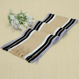 Riolio Men Autumn/Winter Casual Wrap Vertical Stripe Muffler Color Contrast Long Knit Scarf