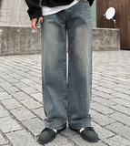 Riolio - DENIM WIDE STRAIGHT JEANS - chill guy 90s fashion mens fashion