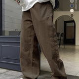 Riolio [100% Polyester Breathable Pants] Men'S Casual Corduroy Pants, Solid Color Fashionable Comfortable Breathable Waistband Straight-Leg Trousers, Streetwear Outdoor Activity Essential, 100% Polyester Non-Stretch Fabric, A