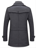 Riolio Men'S Business Woolen Coat Fashion Double Collar Mid-length Woolen Jacket For Autumn/ Winter