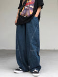 Riolio [Lightweight] Men's Loose Fit Baggy Jeans - Wide Leg Hip Hop Streetwear Denim Pants, Stretchy & Comfortable, Casual Grunge Style for All Seasons, Solid Color with Zipper Closure