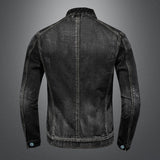 men outfits Spring and Autumn New Stand Collar Zipper Denim Coat Men's plus Size Trendy Motorcycle Jacket