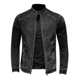 men outfits Spring and Autumn New Stand Collar Zipper Denim Coat Men's plus Size Trendy Motorcycle Jacket