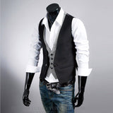 suit Acting British Slim-Fit Fake Two-Piece Men's Vest Plaid Design Fashion Vest