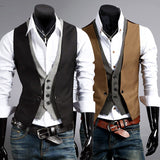 suit Acting British Slim-Fit Fake Two-Piece Men's Vest Plaid Design Fashion Vest