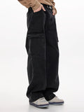 Riolio Men'S Workwear Jeans Hip-hop Street Dance Party Denim Jogging Pants Street Wide Leg Workwear Pants Straight Tube Loose Slimming Trend Retro Casual Denim Pants