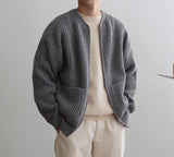 Riolio - KNITTED ROUND-NECK CARDIGAN SWEATER - chill guy 90s fashion mens fashion