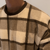 Riolio - WOOLEN KNITTED PLAID SWEATER - chill guy 90s fashion mens fashion