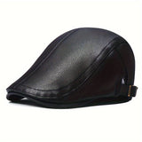 Riolio 1 Pack Men's PU Material Leather Cap Faux Leather Forward Cap