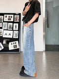 Riolio Reverse Pocket Design High Street Jeans, Men'S And Women'S Versatile Washed Wide Leg Retro Pants Suitable For All Seasons Casual