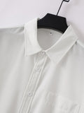 Riolio Men's long-sleeved shirt, casual style in plain color, buttoned collar with pockets and openwork design, very suitable for daily leisure, spring and summer