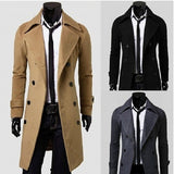 suit [M-4XL] 2024 New Men's Double Breasted Nylon Trench Coat Mid-Length Slim Casual Overcoat Coat