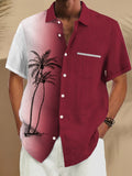 Riolio [Retro Hawaiian Shirt] Retro Hawaiian Men's Button-Up Shirt - Coconut Tree Gradient Print