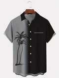 Riolio [Retro Hawaiian Shirt] Retro Hawaiian Men's Button-Up Shirt - Coconut Tree Gradient Print