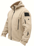 Riolio Windproof Fleece Jacket - Men's Cozy Hooded Coat - Zipper, Solid Color, Multiple Pockets for Autumn and Winter