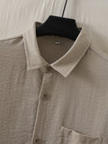 Riolio Men'S Casual Viscose Shirt, Regular Fit Long Sleeve Button- Lapel Collar, Solid Color Woven Fabric, Spring/Fall Season, 159gsm - Polyester 34%, Polyamide 17%, Non-Stretch