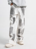 Riolio [New Loose Fitting Straight Jeans] Men's Denim New Street Trend Loose Fitting Straight Leg Wide Leg Jeans, Men's American Street Dance Skateboard Design, Casual Pants