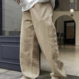 Riolio [100% Polyester Breathable Pants] Men'S Casual Corduroy Pants, Solid Color Fashionable Comfortable Breathable Waistband Straight-Leg Trousers, Streetwear Outdoor Activity Essential, 100% Polyester Non-Stretch Fabric, A