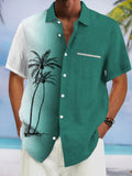 Riolio [Retro Hawaiian Shirt] Retro Hawaiian Men's Button-Up Shirt - Coconut Tree Gradient Print