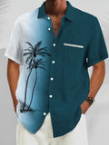 Riolio [Retro Hawaiian Shirt] Retro Hawaiian Men's Button-Up Shirt - Coconut Tree Gradient Print