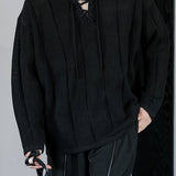 Riolio Men'S Casual Knit Pullover with Intricate Geometric Patterns - Solid Color, Loose Fit, Long Sleeve, Round Neck, Transparent Hollow Design, Perfect for Spring & Summer