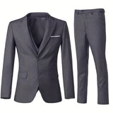 Riolio Men's Elegant 3pcs Light Blue Suit Set - Single Breasted Jacket with Lapel Collar, Matching Vest & Pants, Polyester Blend, Machine Washable - Ideal for Weddings, Parties, Business & Formal Occasions