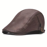 Riolio 1 Pack Men's PU Material Leather Cap Faux Leather Forward Cap