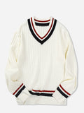 Riolio [Autumn Warm V-neck Sweater Pullover] V-neck Bachelor'S Pie Men'S Sweater Pullover Autumn Spring Sweater Winter Warm Knit Sweater Casual England Style College Style