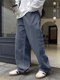 Riolio [100% Polyester Breathable Pants] Men'S Casual Corduroy Pants, Solid Color Fashionable Comfortable Breathable Waistband Straight-Leg Trousers, Streetwear Outdoor Activity Essential, 100% Polyester Non-Stretch Fabric, A