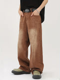 Riolio [Multi Pocket Loose Denim Pants] Men's white multi pocket loose straight leg denim workwear pants, new product, American solid color trendy casual pants