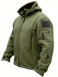 Riolio Windproof Fleece Jacket - Men's Cozy Hooded Coat - Zipper, Solid Color, Multiple Pockets for Autumn and Winter