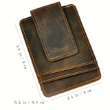 Riolio [Slim Wallet with Magnetic Clip] Vintage Style Men's Slim Wallet, Top Layer Cowhide Leather with Polyamide, Solid Color, Buckle Detail, Non-Braided Weave, with Magnetic Money Clip and Card Holder, Leather Wallet
