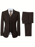 Riolio Mens Tweed Wool Herringbone Wedding Suit Prom Tuxedos 3pcs Peak Lapel Dress